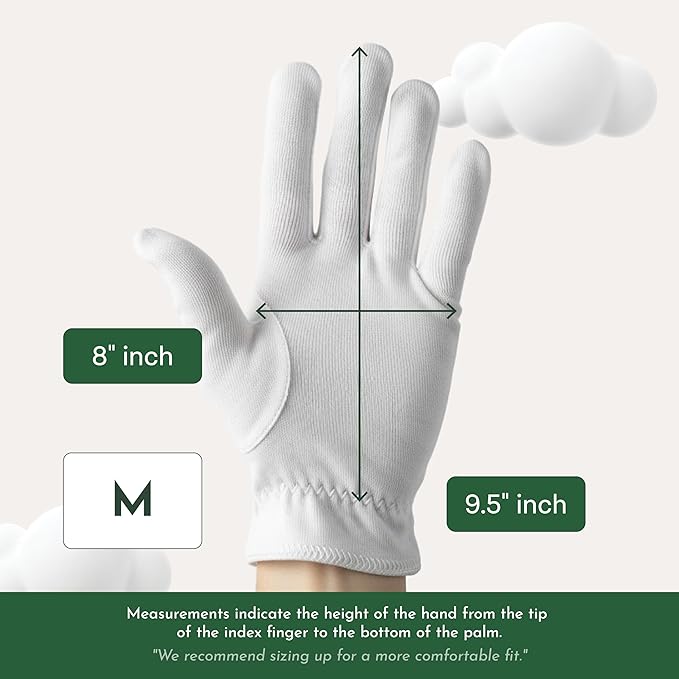 4 Pairs Cottonnerie Organic Cotton Gloves for Dry Hands Sleeping, Moisturizing Gloves Overnight, Hand Moisturizer Gloves, Moisture Gloves for Dry Hands Overnight, Sleeping Gloves, Medium