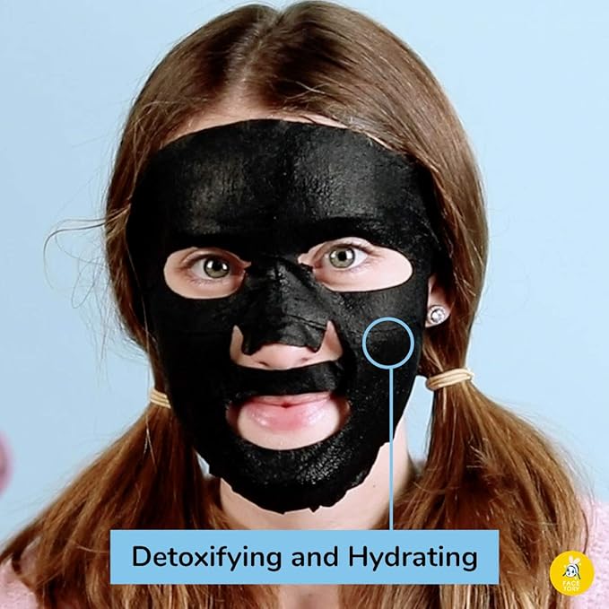 FACETORY K Beauty Face Mask Skin Care - LET'S TALK DETOX PURIFYING Sheet Mask with Charcoal & Volcanic Ash | Pore Refining Charcoal Face Mask (10 Pack)