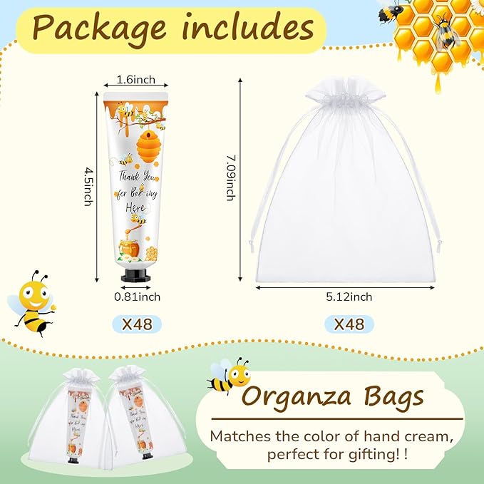48 Sets Honey Hand Cream Gifts Bulk Baby Shower Hand Cream Travel Size Lotion Bulk Fall Thanksgiving Party Supplies Favors Birthday Wedding for Guest