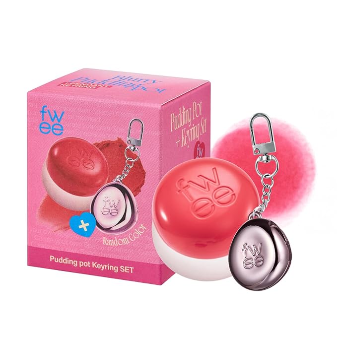 fwee Blurry Pudding Pot + Keychain SET | Airbrushed Blush & Lip, Buildable Pigment, Long-lasting, Lightweight, Easy to Blend, Natural Soft Matte Finish Makeup – BFF (Pink Coral) | 0.17 oz