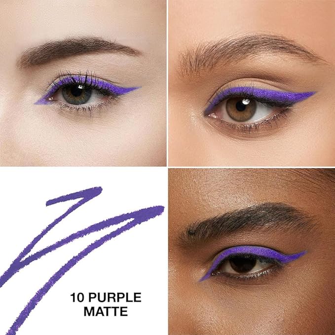 Purple Matte Gel Eyeliner Pencil, Multi-Use Waterline Eyeliner with Sharpener, Sharpenable Eye Liner Waterproof Smudge Proof, High Pigmented Eye Makeup Liners, Vegan & Cruelty-Free 10