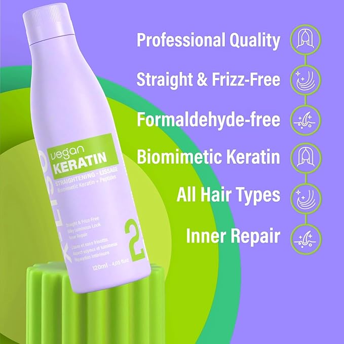 Brazilian Keratin Hair Treatment – Straightening kit, Progressiva, Frizz-Free – Keratin Treatment at Home | Keratina Para Alisar El Pelo | Alisado Sin Formol | Straightening hair products