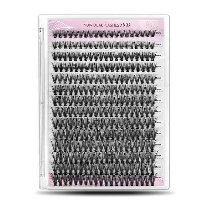 Individual Lashes, Lash Clusters, 280 Pcs 30D Individual Lash Extensions, Natural Soft Lightweight Reusable DIY Eyelash Extensions, Thickness 0.07mm C Curl False Eyelashes (30D 8-16mm)…