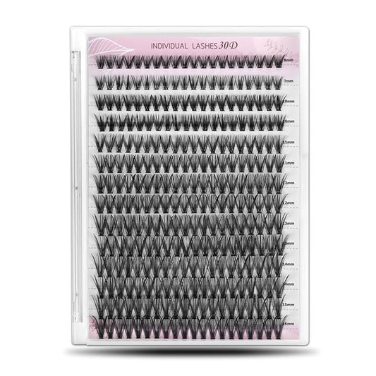 Individual Lashes, Lash Clusters, 280 Pcs 30D Individual Lash Extensions, Natural Soft Lightweight Reusable DIY Eyelash Extensions, Thickness 0.07mm C Curl False Eyelashes (30D 8-16mm)…