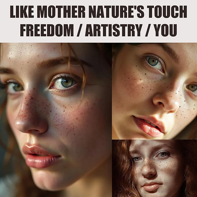 Freckle Pen, Waterproof Natural Lifelike Freckle Maker, Quick-Dry Soft Dot Faux Freckles for Effortless Sun-Kissed Makeup, Light Brown & Natural Coffee (2-Pack)