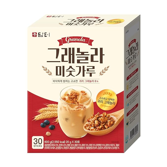 Damtuh Misugaru – Korean Multigrain Granola Powder Drink, Traditional Mixed Grain Meal Replacement Shake with Oats & Quinoa, 20g x 30 Sticks