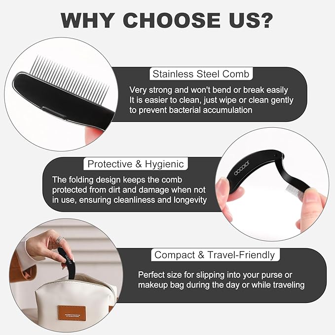 Docolor Foldable Eyelash Comb Separator Folding Lash Comb Eyebrow Mascara Applicator Eyelash Definer Arc Designed Cosmetic Brushes Tool