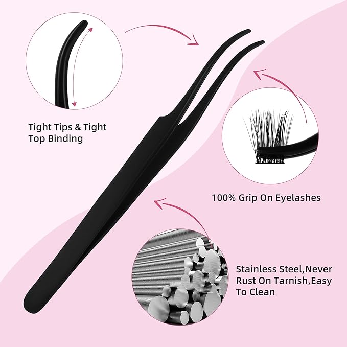 Lash Clusters Kit 10-18mm Wispy Lash Clusters D Curl False Eyelash Clusters, DIY Lash Extension Kit with Lash Bond & Seal, Lash Glue Remover, Lash Tweezers