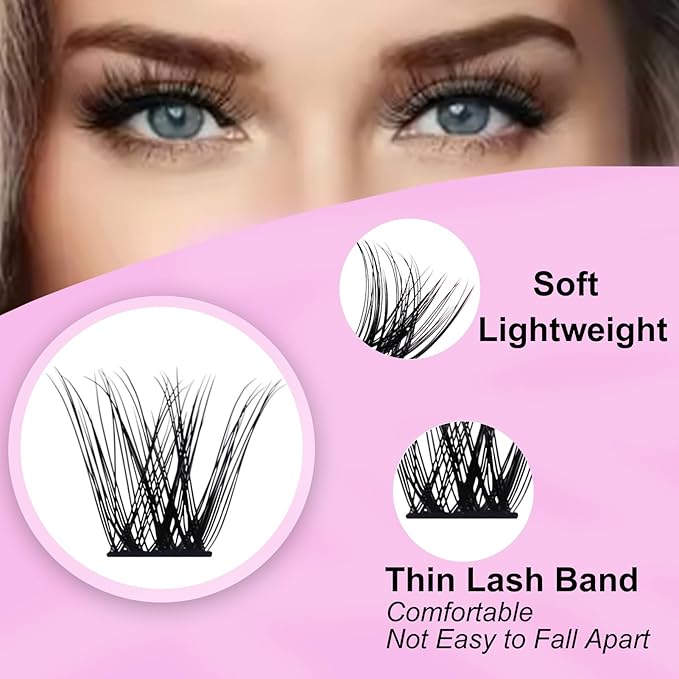 Natural Lash Clusters Wispy Eyelash Clusters 168pcs Cluster Eyelash Extensions D Curl Individual Lashes 8-16mm Mix Length Natural Look Lashes Clusters (Z03-0.07D-8-16)