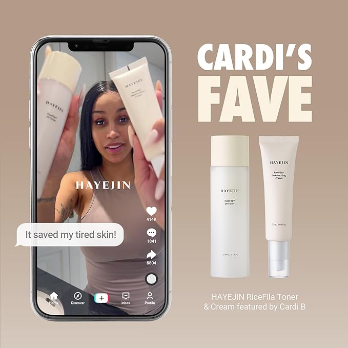 HAYEJIN RiceFila Moisturizing Cream - 50HR Hydrating Day and Night Moisturizer Face Cream with Niacinamide, 8 Hyaluronic Acids & 6 Peptides - Lightweight & Layerable Vegan Korean Skincare 1.69 fl oz