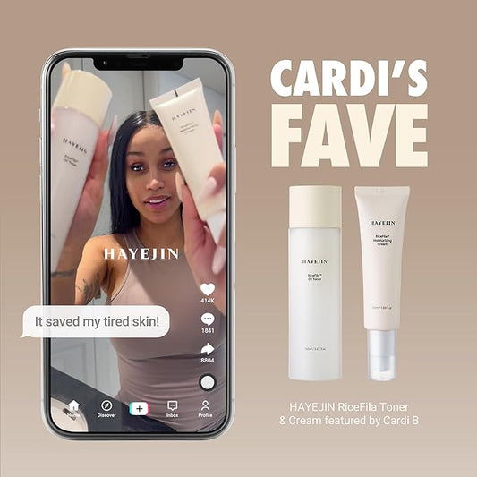 HAYEJIN RiceFila Moisturizing Cream - 50HR Hydrating Day and Night Moisturizer Face Cream with Niacinamide, 8 Hyaluronic Acids & 6 Peptides - Lightweight & Layerable Vegan Korean Skincare 1.69 fl oz