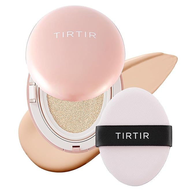TIRTIR Mask Fit All Cover Pink Cushion Foundation | High coverage, Velvety Matte Finish, Lightweight, Flawless, Corrects Redness, Korean Cushion (#15C Fair Porcelain, Full Size, 0.63 Fl Oz)