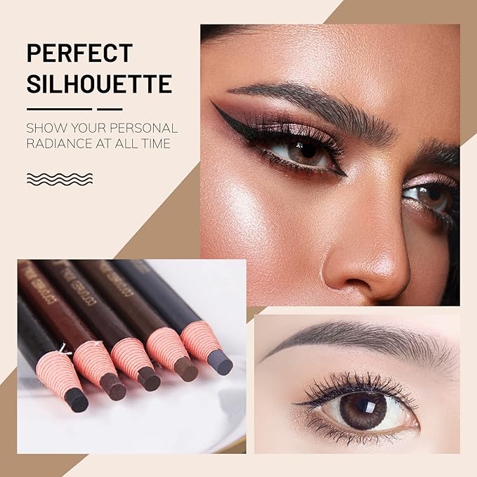 Ownest 6 Pcs Peel-off Eyebrow Pencil Tattoo Makeup and Microblading Supplies Set for Marking, Filling and Outlining, Waterproof and Durable Permanent Eyebrow Liner-Grey