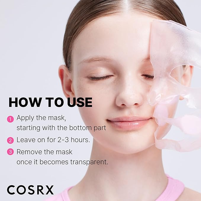 COSRX Pink Peptides Collagen Lifting Glow Hydrogel Face Masks Skincare 3 EA, Collagen Face Mask, Travel Essentials, Overnight Face Mask, Korean SkinCare