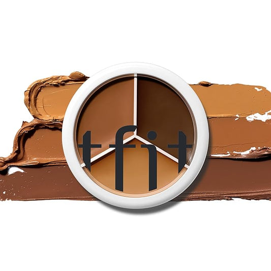 Multi-Use Pot Concealer - Triple Palette | High-Pigmented, Full Coverage & Crease-Proof | Korean Concealer for Dark Circles, Redness & Blemishes (05 Deep, 0.52 Oz)