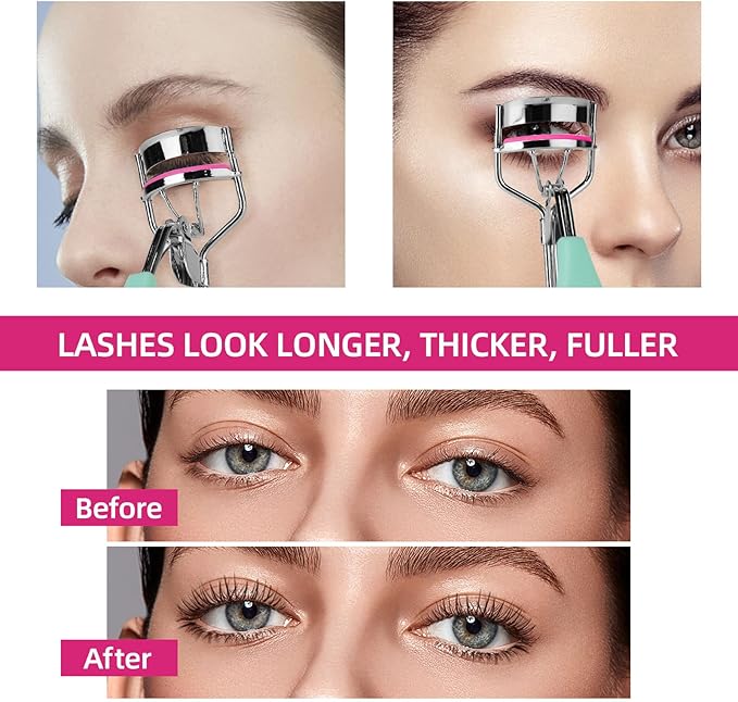 Rose Red Eyelash Curler Refills Pads-30 Pcs Silicone Replacement Refills Eye Lash Curler Pads for Universal Eyelash Curler with a Clear Storage Box