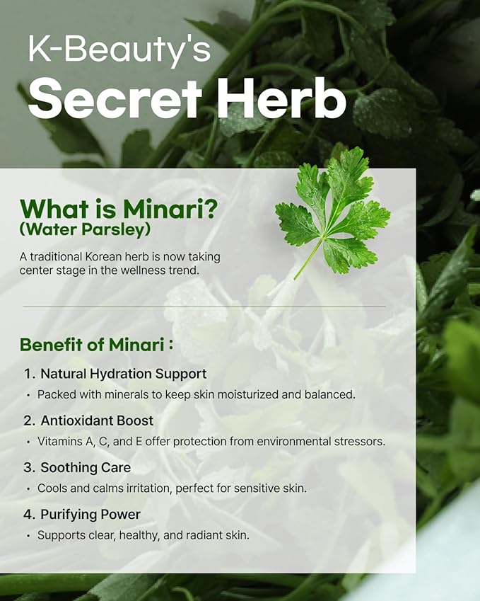 Minari Ampoule Cleanser for Face – K-Beauty Korean Water Parsley & Kakadu Plum Extracts, Hydrating & Gentle Daily Facial Cleanser, 70ml/2.36 oz