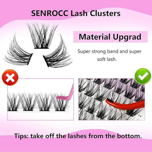 Natural Lash Clusters Wispy Eyelash Clusters 168pcs Cluster Eyelash Extensions D Curl Individual Lashes 8-16mm Mix Length Natural Look Lashes Clusters (Z03-0.07D-8-16)