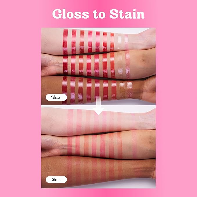 COLORGRAM Fruity Glass Tint Pearl Gloss | Long Lasting & Waterproof Lip Stain | Glossy Transparent Dewy Lip Gloss with subtle Pink Glitter, Buildable & Blendable for Glowing, Sparkling effect 0.11 Oz.