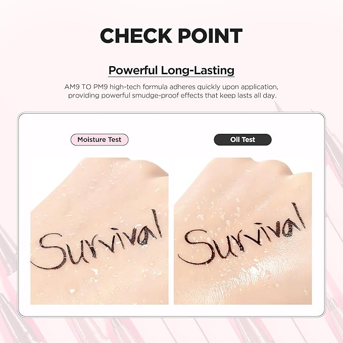 lilybyred AM9 to PM9 Survival Penliner | Korean Waterproof Liquid Eyeliner, 0.1mm Ultra-Fine Brush, Highly Pigmented, Quick-Dry, Smudge-Proof, Long-Lasting, Precision Line, 0.021 oz. (01 Matt Black)