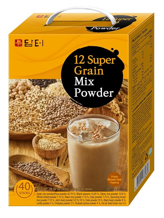 DAMTUH 15 Grains Mixed Powder and Super 12 Grains Mixed Powder Misugaru Meal Replacement Shake Bundle Pack 40 Counts (Pack of 2)