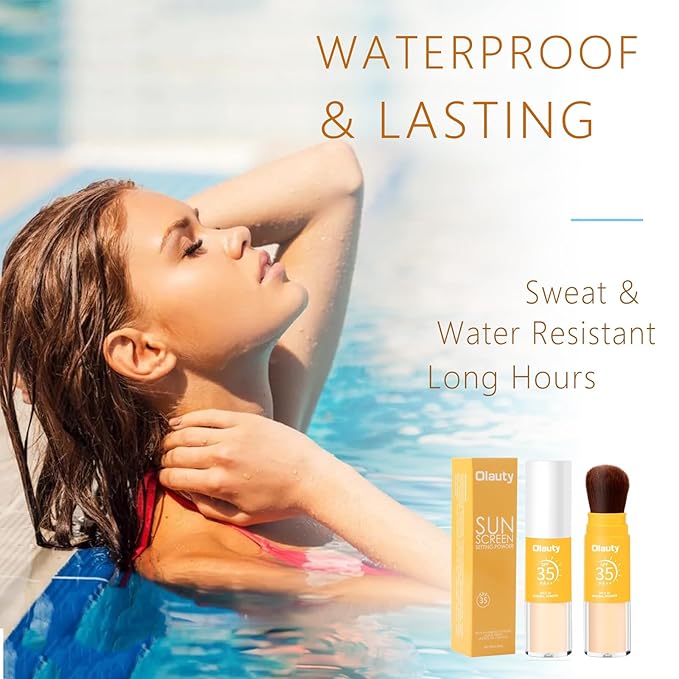 Mineral Sunscreen Setting Powder, SPF 35 Brush Sunscreen Powder for Face & Scalp, Long Lasting Lightweight Breathable, Oil Control Natural Matte Finish (#02 Medium)