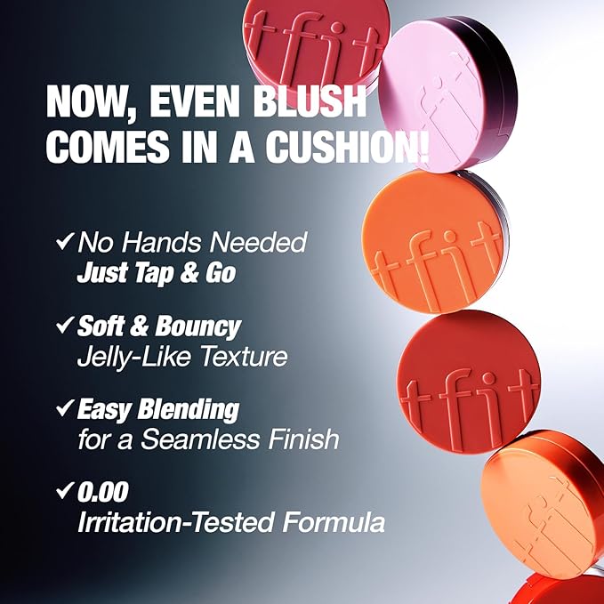 Fluffy Velvet Cushion Blush for Korean Dewy Glow | Buildable, Blendable Cream Texture | Mini Red Blush for Cheeks | Tar Pigment Free (R01 Bright Red, 0.1 Oz | 4g)