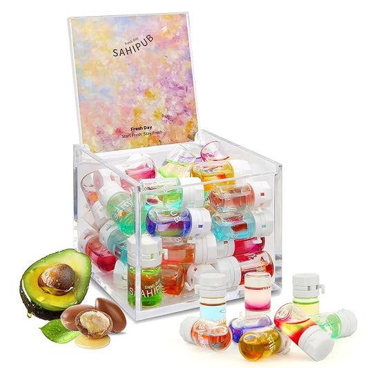 40 Pcs Hair Oil Perfume - Essence Oil & Hair Perfume 2 in 1 for Frizz Dry Damaged Hair, Argan Avocado & Amino Acids Nourishing Shining, Leave-in Hair Fragrance Serum, Long Lasting Scented, 1.83 fl oz