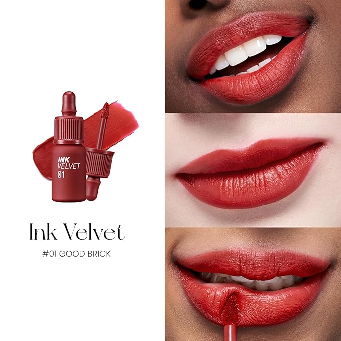 Peripera Ink the Velvet Lip Tint - High Pigment Color, Longwear, Weightless, Not Animal Tested, Gluten-Free, Paraben-Free (01 GOOD BRICK (NEW))