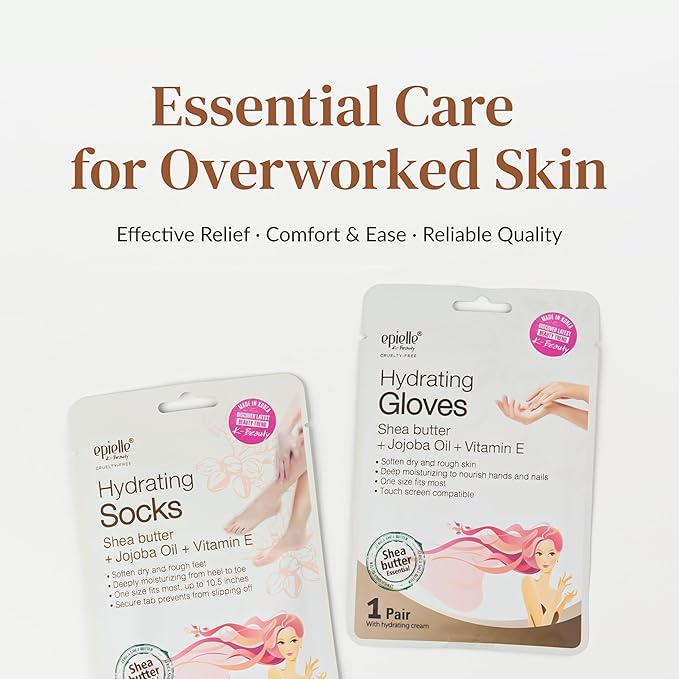Epielle Hydrating Foot Masks 6 Pairs, Deep Moisturizing Socks for Dry Feet & Cracked Heels, Relieve and Soften with Shea Butter & Jojoba Oil, Korean Skin Care, Spa Set, Self Care Gifts for Women