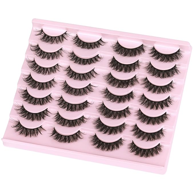 False Eyelashes Natural Look Faux Mink Lashes 12mm Short Wispy Lashes 5D Volume Strip Eye Lashes Pack by Kiromiro