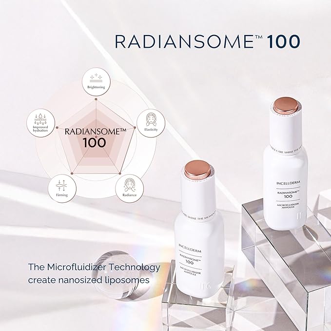 INCELLDERM Radiansome 100 Microfluidizer Ampoule, Brightening & Wrinkle improvement Ampoule, K-Beauty Skin Care - 30ml / 1.01 fl oz.
