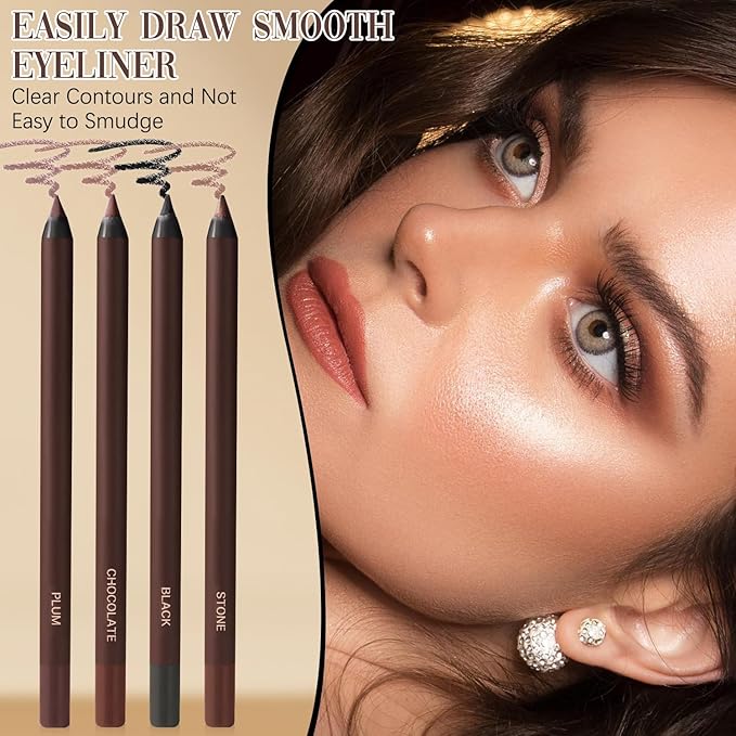 24 Hr Waterproof Eyeliner Duo Sharpenable Eye Pencil, 2025 New Persona Eyeliner Pencil Waterproof, No Smudging, No Fading, Long-Wearing, Smooth and Easy To Color (Stone)