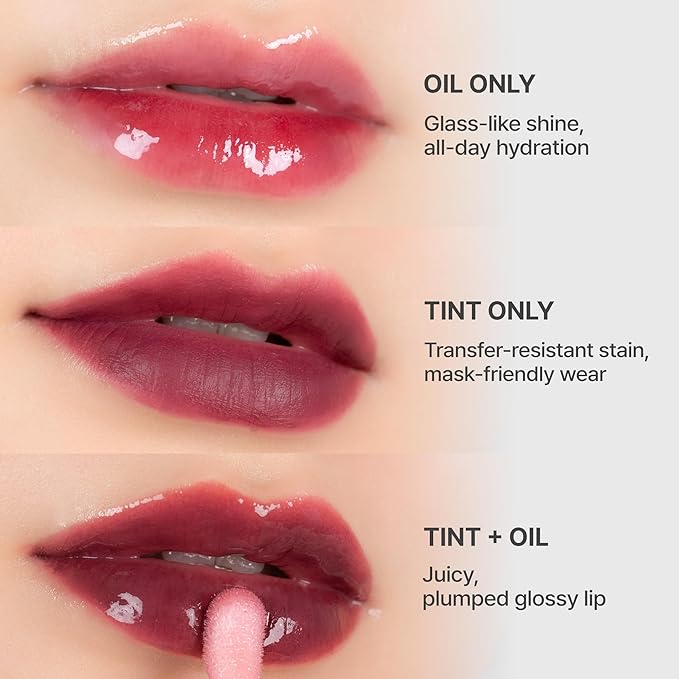 Epielle Herg Dual-Ended Korean Lip Tint & Lip Oil, Pinot Noir & Bubble Berry, Long-Lasting Matte Tint with Hydrating Lip Plumper, K-Beauty Makeup