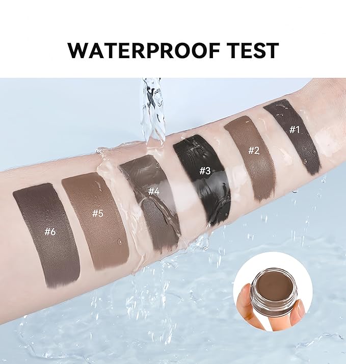 MAEPEOR Eyebrow Pomade 6 Colors Matte Smooth Full-pigmented Brow Pomade Long Lasting Waterproof Natural Brow Gel for All Skin Types and Tones (Matte, 03 Ebony)