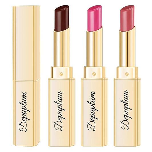 3Pc Hydrate Lipstick for Women Berry Hot Pink Pink Moisture Lipstick Lip Gloss Sheer-Medium Coverage Long Lasting Lipsticks for Dry Lips, DM65/89/96
