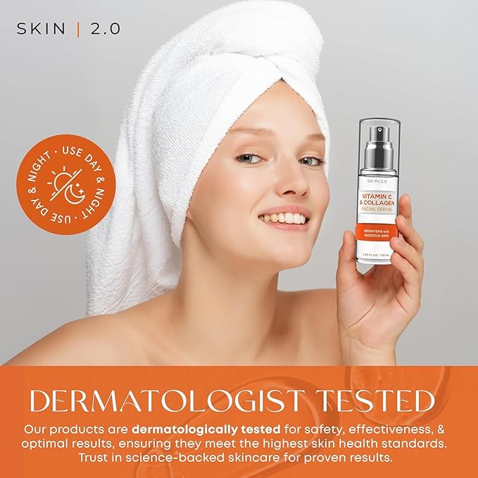 Vitamin C Serum with Collagen - Anti-Aging & Dark Spot Remover - Dermatologist Tested Korean Skincare for Brightening & Acne - Clean Beauty, Cruelty-Free, All Skin Types - 1.69oz (2-Pack)