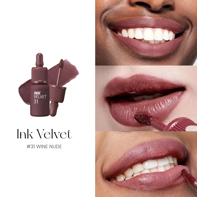 Peripera Ink the Velvet Lip Tint - High Pigment Color, Longwear, Weightless, Not Animal Tested, Gluten-Free, Paraben-Free (031 WINE NUDE)