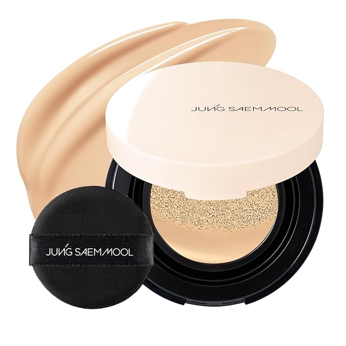 JUNG SAEM MOOL [ Mini ] Essential Skin Nuder Cushion Mini 19W Light 0.17 Fl Oz, Natural Radiant Finish Cushion Foundation with Buildable Coverage, Lightweight Texture, Korean Foundation Makeup
