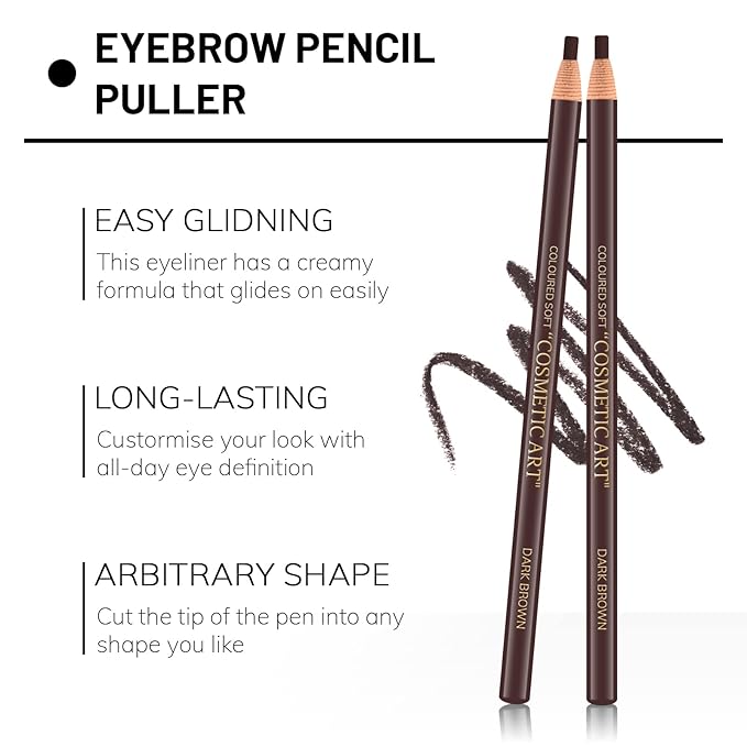 Ownest 6 Pcs Pull Cord Peel-off Eyebrow Pencil Tattoo Makeup and Microblading Supplies Set for Marking, Filling and Outlining, Waterproof and Durable Permanent Eyebrow Liner -Dark Brown