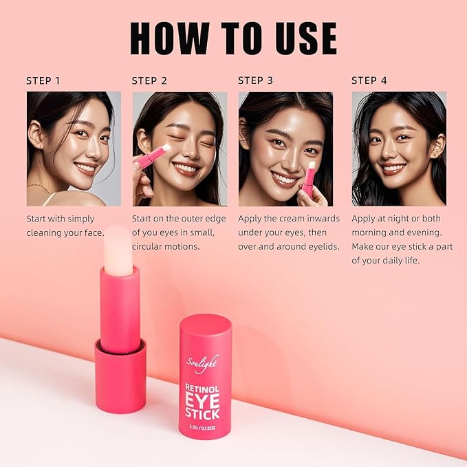 Soulight Retinol Eye Stick, Anti-Aging Eye Cream, Skincare for Wrinkles, Dark Circles, Puffiness - Retinol Eye Balm Moisturizes, Softens & Nourish Skin