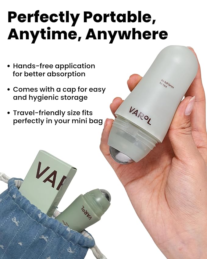 Ice Roll Serum - Cooling Serum with Face Massager Roller for Under Eye Bags, Puffiness, Dark Circles, Hydrating & Pore Minimizing with Panthenol, Tannin - Korean Skin Care, 1.69 Fl Oz (50ml)