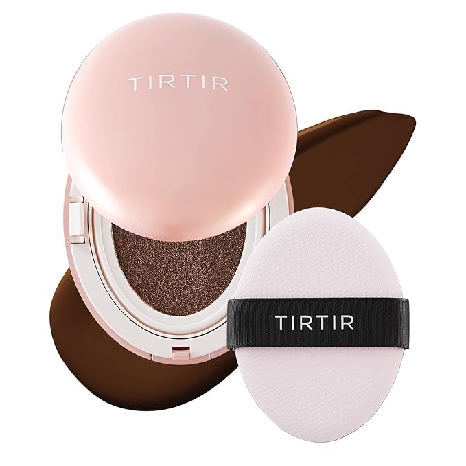 TIRTIR Mask Fit All Cover Pink Cushion Foundation | High coverage, Velvety Matte Finish, Lightweight, Flawless, Corrects Redness, Korean Cushion (#51N Fudge, Full Size, 0.63 Fl Oz)