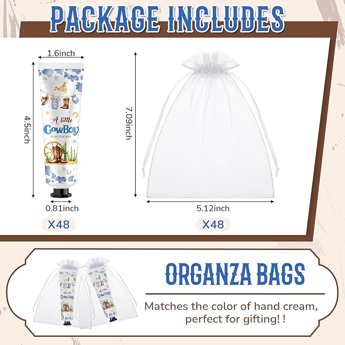 48 Sets a Little Cow Boy Is on The Way Hand Cream Gifts Bulk Baby Shower Hand Cream Travel Size Lotion Bulk Fall Thanksgiving Party Supplies Favors Birthday Wedding for Guest