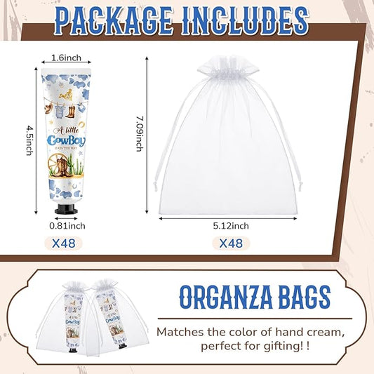 48 Sets a Little Cow Boy Is on The Way Hand Cream Gifts Bulk Baby Shower Hand Cream Travel Size Lotion Bulk Fall Thanksgiving Party Supplies Favors Birthday Wedding for Guest