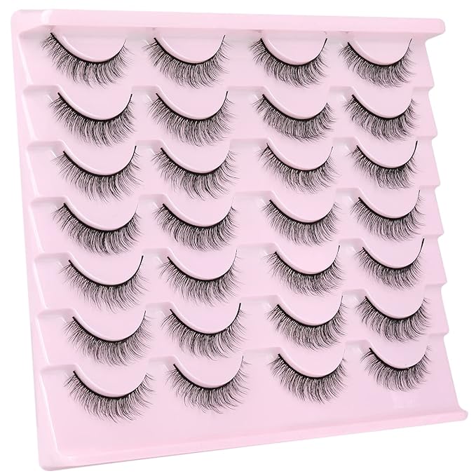 Kiromiro Natural Lashes Wispy Fake Eyelashes Nautal Look 10mm 3D Mink Lashes Extension Soft Strip Eyelashes Pack