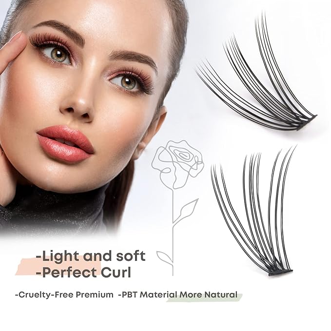 10D Lash Clusters, Individual Lashes, 240 Pcs Individual Lash Extensions, Volume Soft Lightweight Reusable DIY Eyelash Extensions, Thickness 0.07mm C Curl False Eyelashes 12/13/14/15/16mm