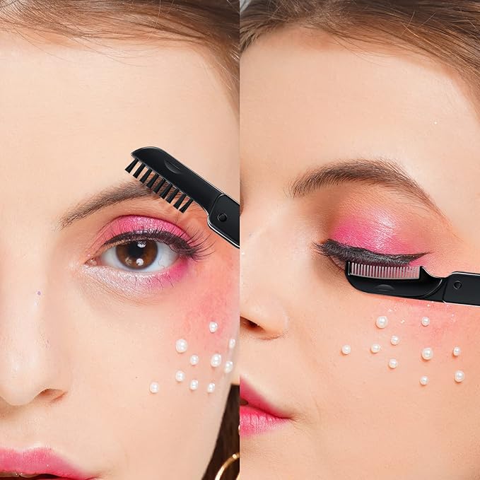 Docolor Eyelash Curler Kit, 4 in 1 Lash Curler Kit, eyelash comb eyelash extension tweezers eyebrow brush and comb with 6 Extra Replacement Refill Pads Eyelash Applicator Makeup Tool