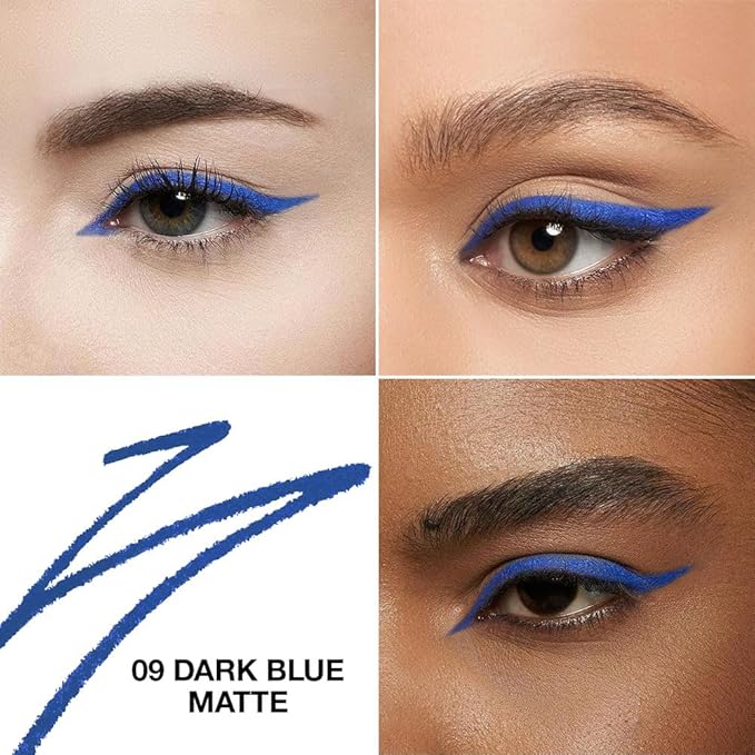 Dark Blue Matte Gel Eyeliner Pencil, Multi-Use Waterline Eyeliner with Sharpener, Sharpenable Eye Liner Waterproof Smudge Proof, High Pigmented Eye Makeup Liners, Vegan & Cruelty-Free 09