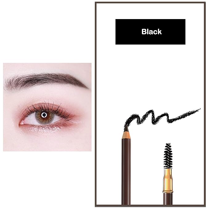 Eyebrow Pencil Longlasting Waterproof Durable Automaric Liner Eyebrow 5 Colors to Choose (5pcs, 1# Black)